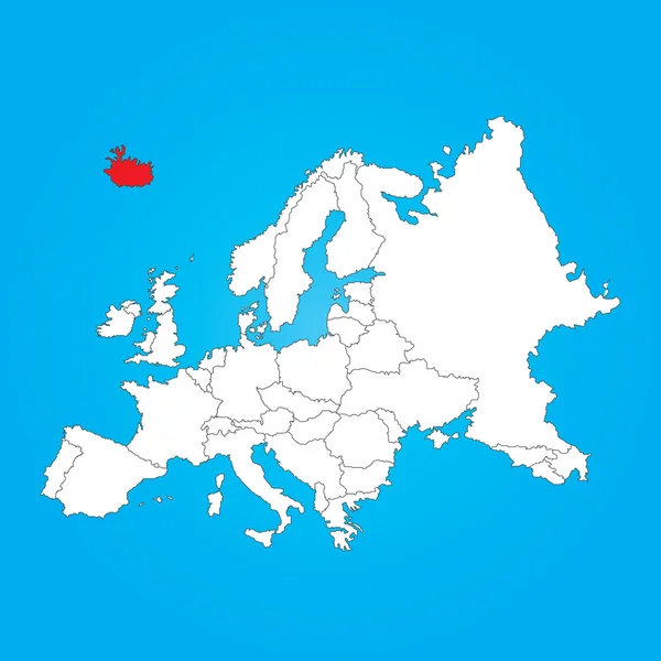 Map of Europe with a selected country ofIceland — Stock Photo, Image