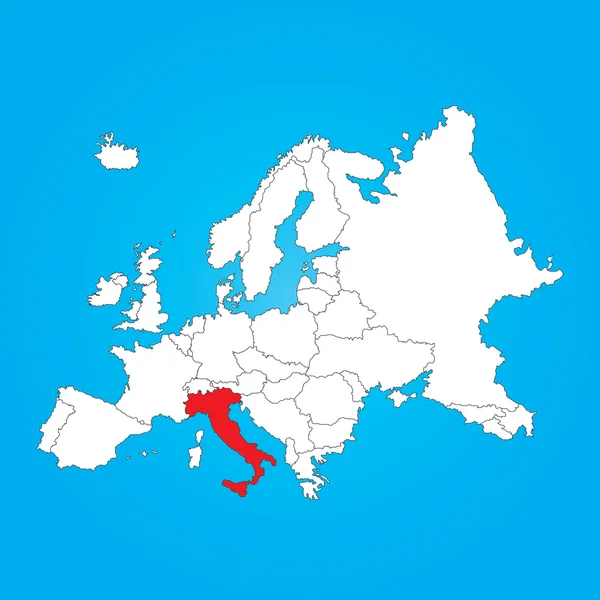 Mappa dell'Europa con un paese selezionato d'Italia — Foto Stock