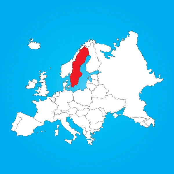 Map of Europe with a selected country ofSweden — Stock Photo, Image