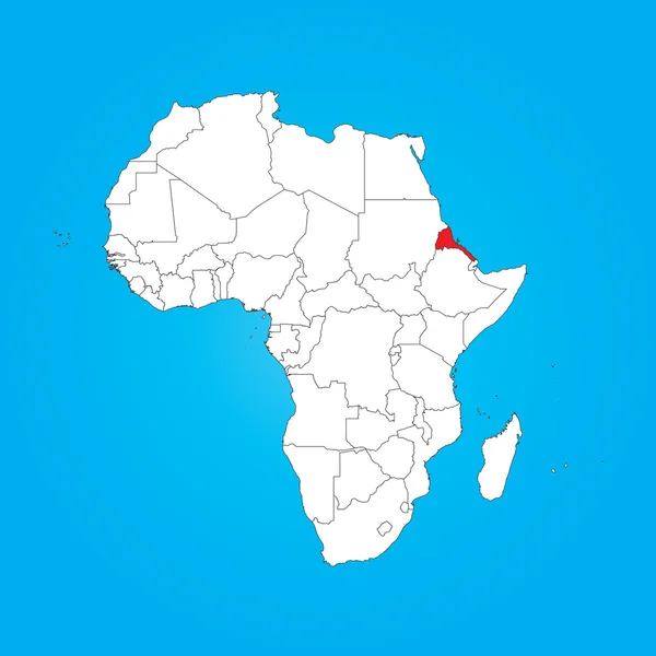 Mappa dell'Africa con un paese selezionato dell'Eritrea — Foto Stock