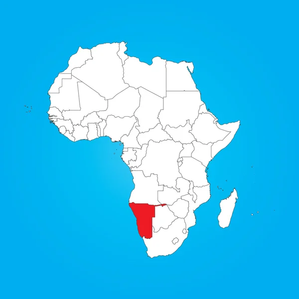Afrikan kartta valitun Namibian maan kanssa — kuvapankkivalokuva