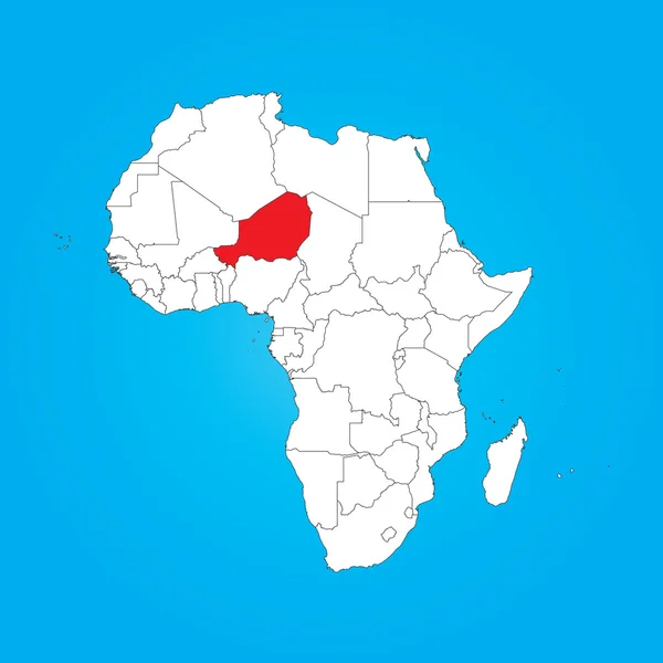 Karte von afrika mit einem ausgewählten niger land — Stockfoto