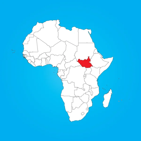 Map of Africa with a selected country of South Sudan — Stock Photo, Image