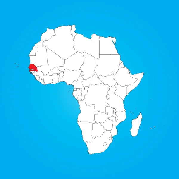 Map of Africa with a selected country of Senegal — Stock Photo, Image