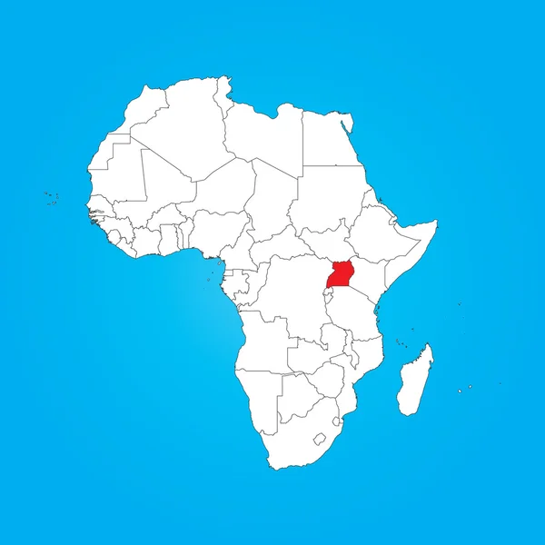 Map of Africa with a selected country of Uganda — Stock Photo, Image