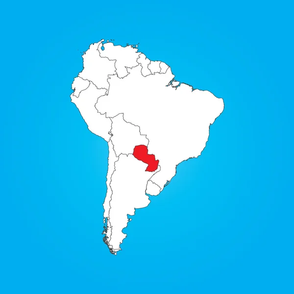 Mapa da América do Sul com um país selecionado do Paraguai — Fotografia de Stock