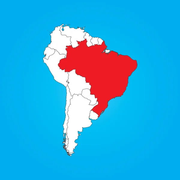 Map of South America with a selected country of Brazil — Stock Photo, Image