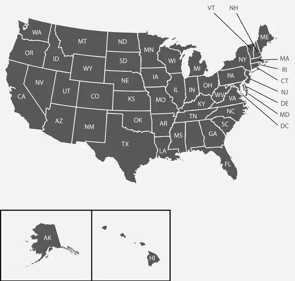 Mapa dos Estados Unidos da América — Fotografia de Stock