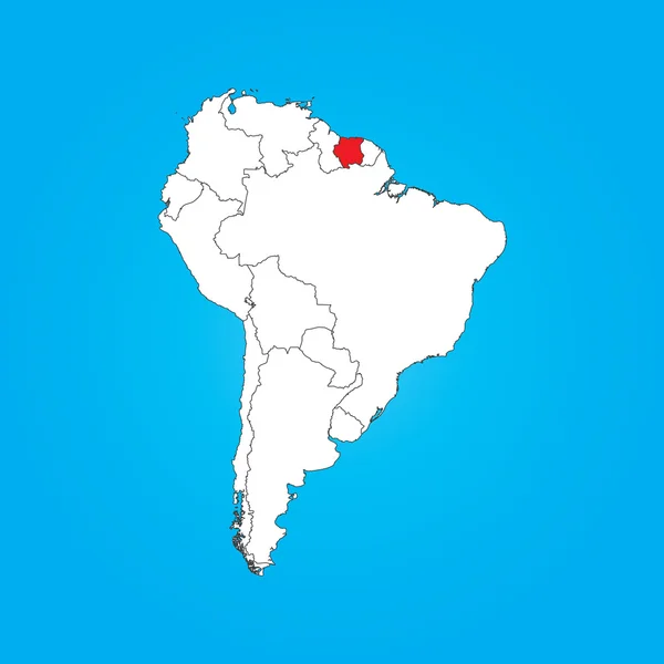 Karte von Südamerika mit einem ausgewählten Land in Surinam — Stockfoto