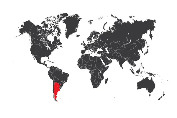 アルゼンチンの選択した国の世界地図 — ストック写真