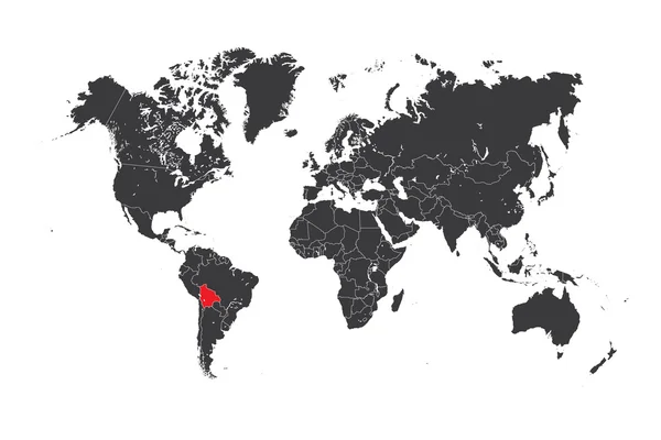 Carte du monde avec un pays sélectionné de Bolivie — Photo