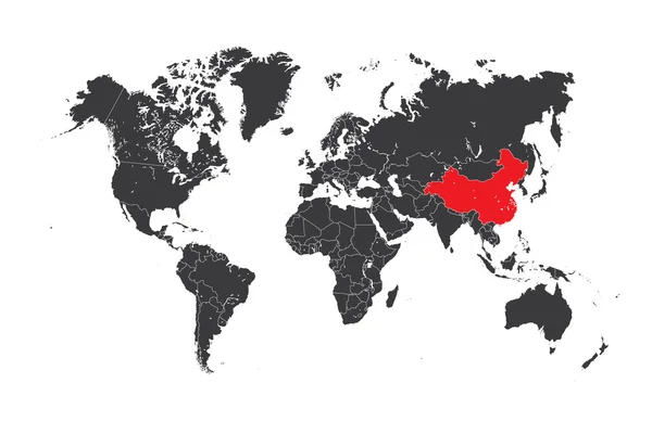 Mapa del mundo con un país seleccionado de China —  Fotos de Stock