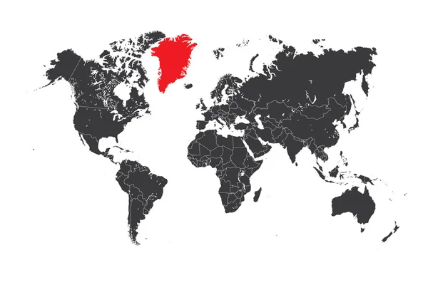 Map of the world with a selected country of Greenland — Stock Photo, Image