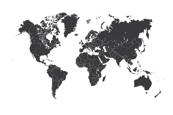 レソトの選択した国の世界地図 — ストック写真