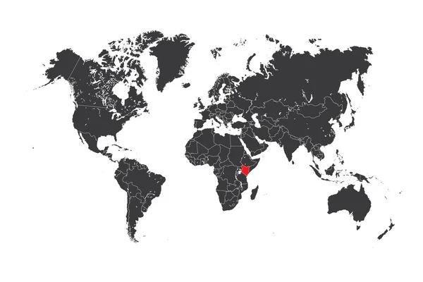 Map of the world with a selected country of Kenya — Stock Photo, Image