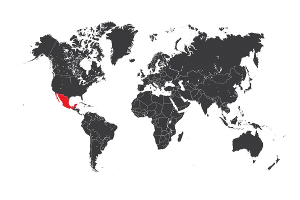 Mapa světa s vybranou zemi Mexiko — Stock fotografie