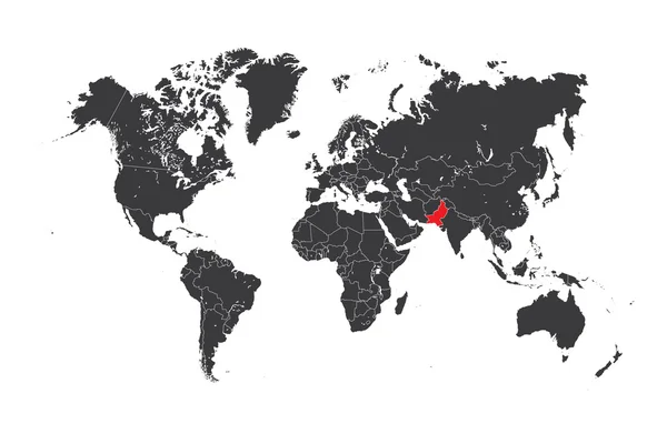 Map of the world with a selected country of Pakistan — Stock Photo, Image