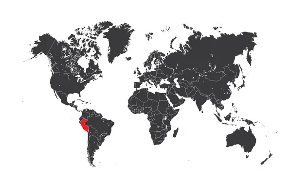 Map of the world with a selected country of Peru — Stock Photo, Image