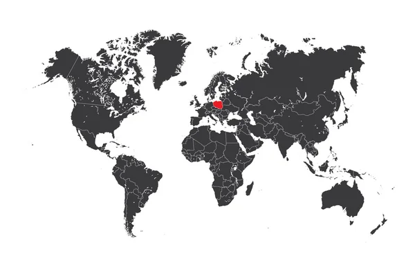 Mappa del mondo con un paese selezionato della Polonia — Foto Stock