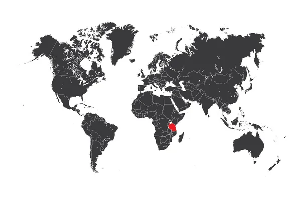 タンザニアの選択した国の世界地図 — ストック写真