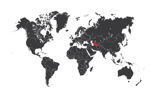 Seçilen ülke Türkmenistan ile Dünya Haritası — Stok fotoğraf