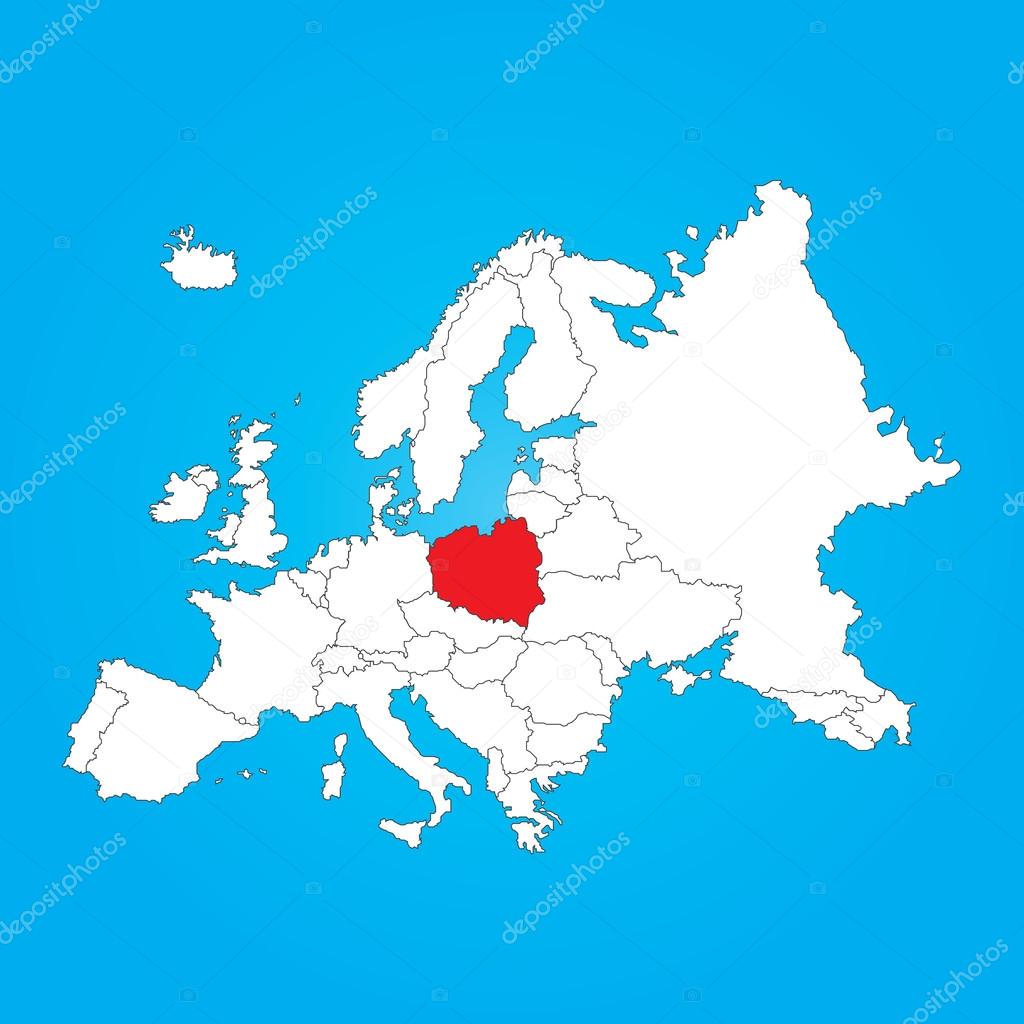 Map Of Europe With A Selected Country Ofpoland Stock Photo