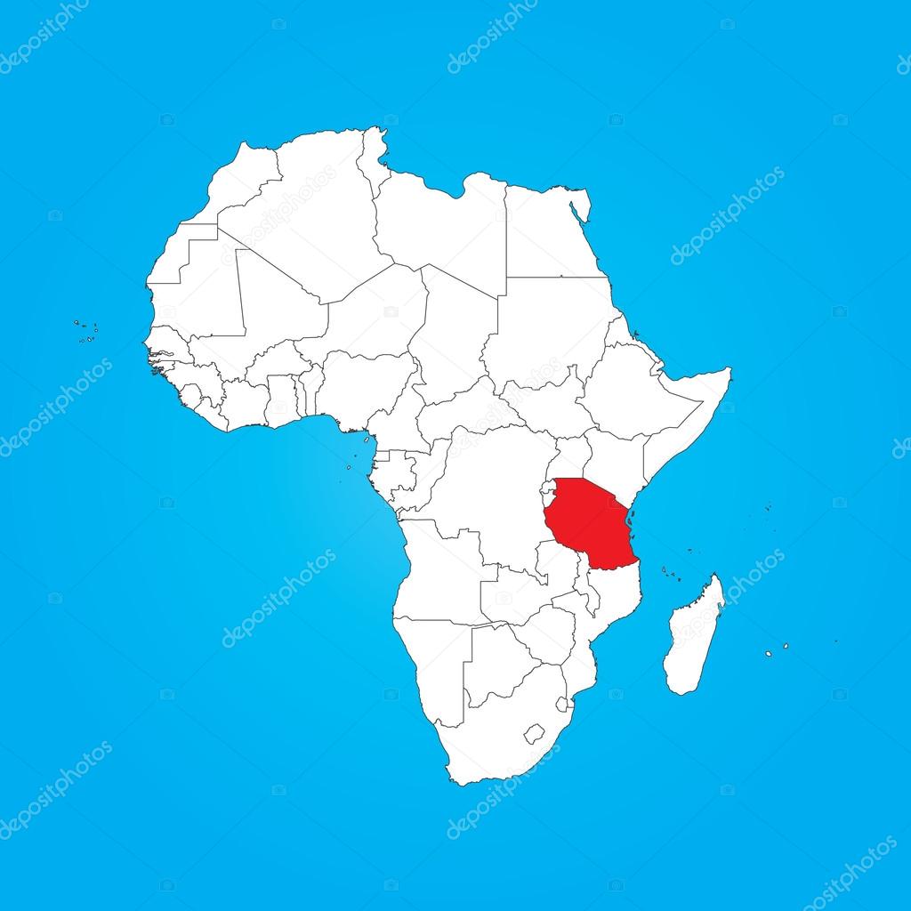Map Of Africa With A Selected Country Of Tanzania Stock Illustration By Depositphotos 55137415 Stock Illustration Map Of Africa With A