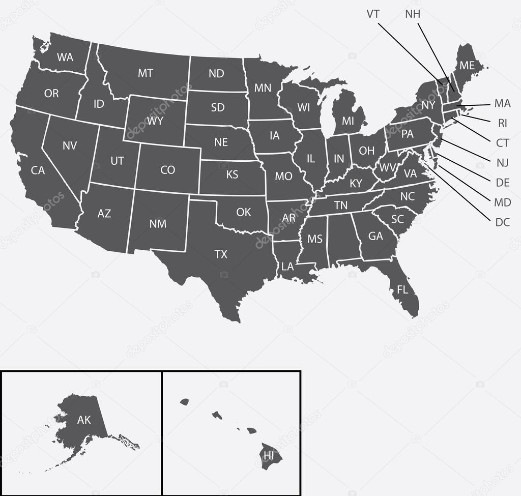 Map of the the United States of America