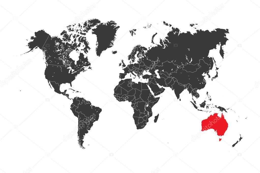 Carte Du Monde Avec Un Pays Sélectionné De Laustralie