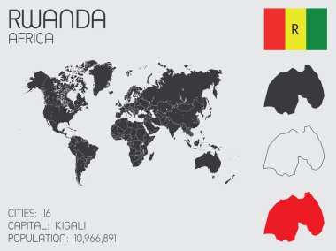 Infographic öğeleri kümesi Ruanda ülke için