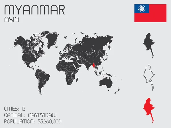 Conjunto de elementos infográficos para o país de Mianmar — Fotografia de Stock