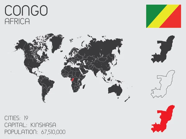 Sada prvků Infographic pro zemi Kongo — Stockový vektor