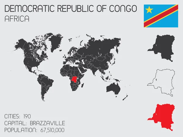 Ensemble d'éléments d'infographie pour le pays de la République démocratique — Image vectorielle