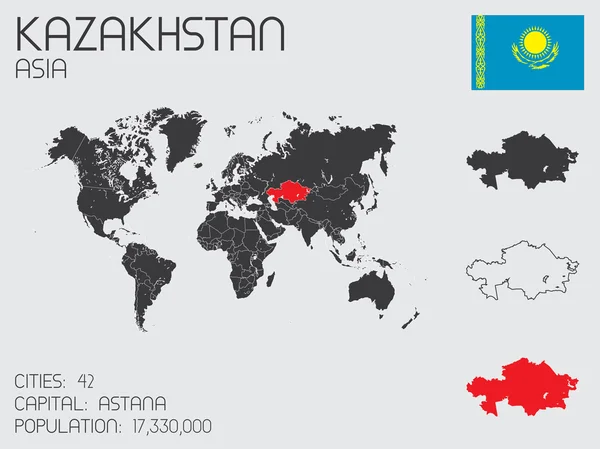 Serie di elementi infografici per il Paese del Kazakistan — Vettoriale Stock