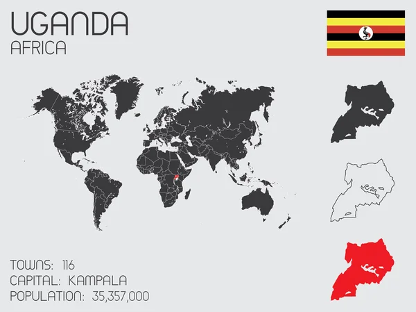 Uppsättning Infographic element för landet Uganda — Stock vektor