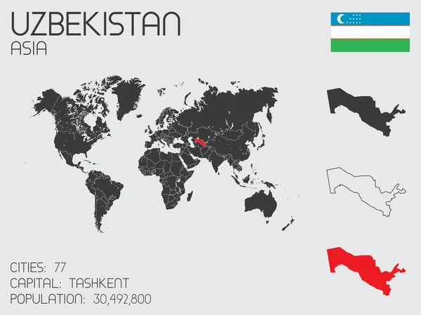 Set of Infographic Elements for the Country of Uzbekistan — Stock Vector