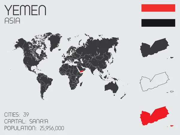 Conjunto de elementos infográficos para el país de Yemen — Vector de stock