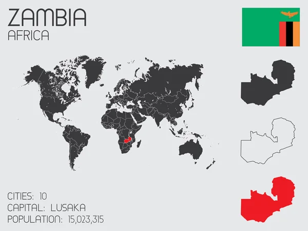 Set of Infographic Elements for the Country of Zambia — Stock Vector