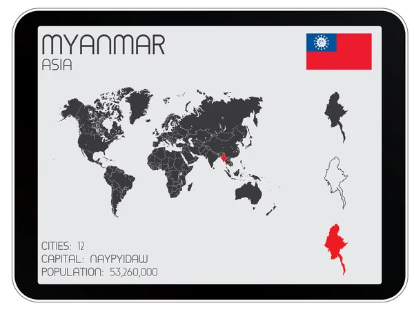 Набор инфографических элементов для страны Мьянма — стоковый вектор