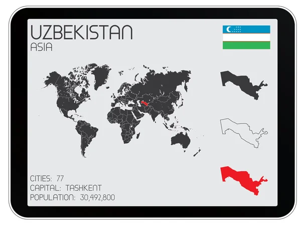 Serie di elementi infografici per il Paese dell'Uzbekistan — Vettoriale Stock
