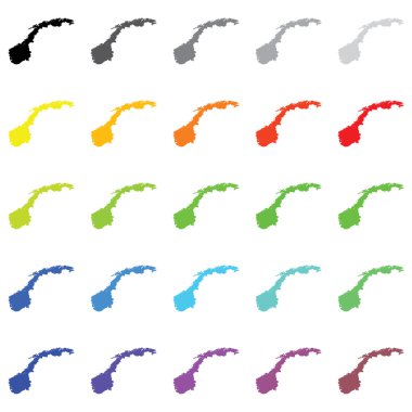 N ülke renkleri çeşitli Anahatlarda resimli