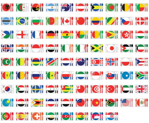 Illustrated Set of World Flags - Cuttlery — Stock Photo, Image