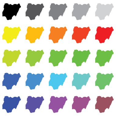 N ülke renkleri çeşitli Anahatlarda resimli