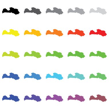 L ülke renkleri çeşitli Anahatlarda resimli