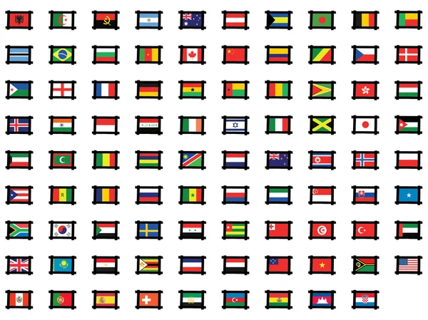 Conjunto ilustrado de banderas del mundo - Marcos — Vector de stock