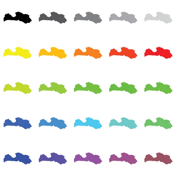 Ilustrované obrysy v různých barvách země L — Stockový vektor