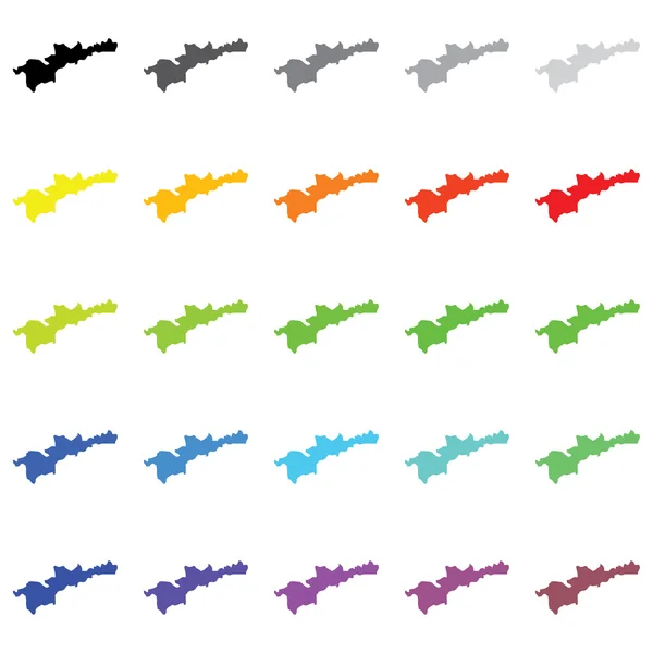 Contours illustrés dans une variété de couleurs du pays de M — Image vectorielle