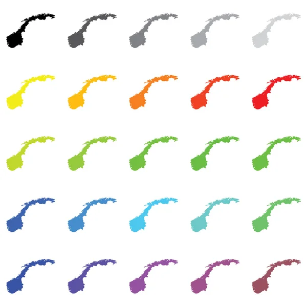 Ilustrované obrysy v různých barvách země N — Stockový vektor