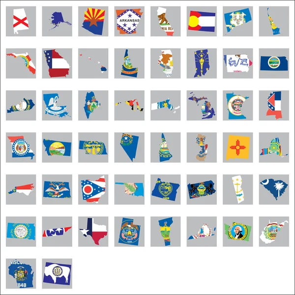 Ilustrace USA státy vlajky uvnitř — Stockový vektor