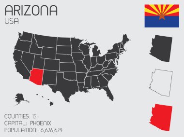 Arizona devlet Infographic öğeleri kümesi